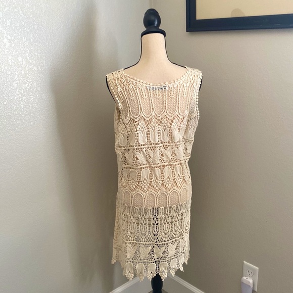 Ivory crochet dress or tunic — Sz L - Picture 2 of 3